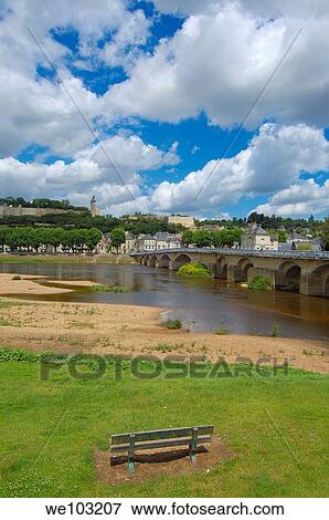 Chinon Castle and Vienne River, Chinon, Indre-et-Loire, Loire Valley, France View Large Photo Image Stock Photo - Chinon Castle and Vienne River, Chinon, Indre-et-Loire, Loire Valley, France. Fotosearch