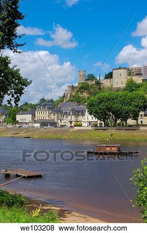 Chinon Castle and Vienne River, Chinon, Indre-et-Loire, Loire Valley, France View Large Photo Image Stock Photo - Chinon Castle and Vienne River, Chinon, Indre-et-Loire, Loire Valley, France. Fotosearch
