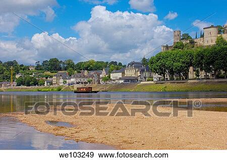 Chinon Castle and Vienne River, Chinon, Indre-et-Loire, Loire Valley, France View Large Photo Image Stock Photo - Chinon Castle and Vienne River, Chinon, Indre-et-Loire, Loire Valley, France. Fotosearch