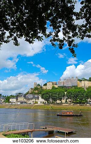 Chinon Castle and Vienne River, Chinon, Indre-et-Loire, Loire Valley, France View Large Photo Image Stock Photograph - Chinon Castle and Vienne River, Chinon, Indre-et-Loire, Loire Valley, France. Fotosearch