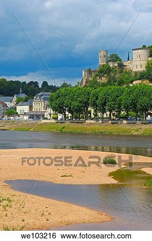 Chinon Castle and Vienne River, Chinon, Indre-et-Loire, Loire Valley, France View Large Photo Image Stock Photograph - Chinon Castle and Vienne River, Chinon, Indre-et-Loire, Loire Valley, France. Fotosearch