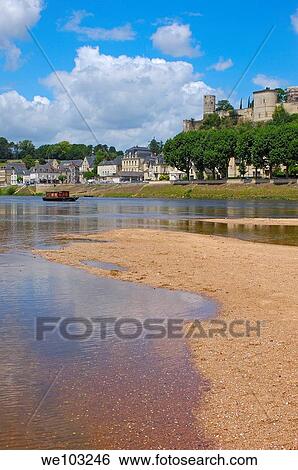 Chinon Castle and Vienne River, Chinon, Indre-et-Loire, Loire Valley, France View Large Photo Image Stock Photograph - Chinon Castle and Vienne River, Chinon, Indre-et-Loire, Loire Valley, France. Fotosearch