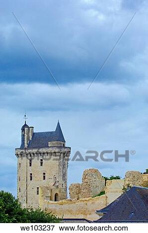 Chinon Castle, Chinon, Indre-et-Loire, Loire Valley, France View Large Photo Image Stock Photo - Chinon Castle, Chinon, Indre-et-Loire, Loire Valley, France. Fotosearch
