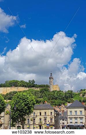 Chinon Castle, Chinon, Indre-et-Loire, Loire Valley, France View Large Photo Image Stock Photo - Chinon Castle, Chinon, Indre-et-Loire, Loire Valley, France. Fotosearch