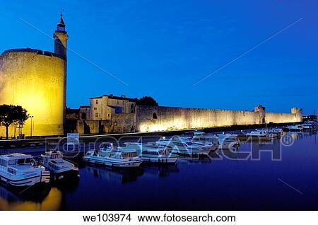 Constance Tower at Dusk Aigues Mortes Petit Camargue, Gard department Languedoc- Roussillon region, France View Large Photo Image Picture - Constance Tower at Dusk Aigues Mortes Petit Camargue, Gard department Languedoc- Roussillon region, France. Fotosearch