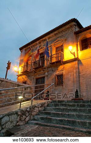 Facade of town hall at night San Vicente de la Barquera, Cantabria province, Spain View Large Photo Image Stock Image - Facade of town hall at night San Vicente de la Barquera, Cantabria province, Spain. Fotosearch