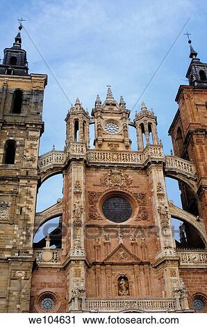 Stock Image - Gothic cathedral of Santa María S XV-XVI, Astorga, Camino de Santiago, León province, Castilla y León, Spain. Fotosearch
