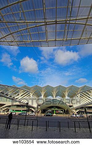 Oriente railway station by Santiagio Calatrava, Gare do Oriente at parque das naçoes, site expo 98, Lisbon, Portugal, Europe View Large Photo Image Picture - Oriente railway station by Santiagio Calatrava, Gare do Oriente at parque das naçoes, site expo 98, Lisbon, Portugal, Europe. Fotosearch