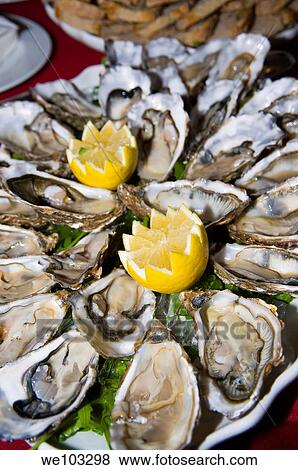 Oysters on table View Large Photo Image Stock Photo - Oysters on table. Fotosearch