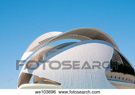 Stock Photograph - Palau de les Arts, City of Arts and Sciances Valencia, Comunidad Valenciana, Spain. Fotosearch