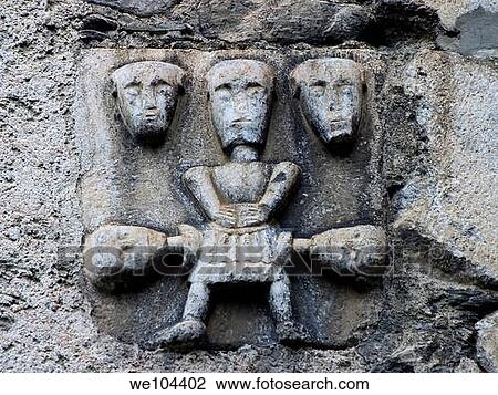 Stock Image - Paulet house with sculpture detail Arties village Aran Valley Lerida province Catalonia, Spain, Europe. Fotosearch