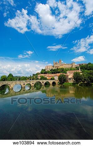 River Orb, Old Bridge? Pont Vieux? and St-Nazaire cathedral XIVth century B? ziers Languedoc-Roussillon France View Large Photo Image Picture - River Orb, Old Bridge? Pont Vieux? and St-Nazaire cathedral XIVth century B? ziers Languedoc-Roussillon France. Fotosearch