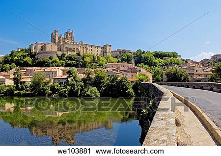 River Orb, Old Bridge? Pont Vieux? and St-Nazaire cathedral XIVth century B? ziers Languedoc-Roussillon France View Large Photo Image Stock Image - River Orb, Old Bridge? Pont Vieux? and St-Nazaire cathedral XIVth century B? ziers Languedoc-Roussillon France. Fotosearch