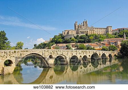 River Orb, Old Bridge? Pont Vieux? and St-Nazaire cathedral XIVth century B? ziers Languedoc-Roussillon France View Large Photo Image Stock Image - River Orb, Old Bridge? Pont Vieux? and St-Nazaire cathedral XIVth century B? ziers Languedoc-Roussillon France. Fotosearch