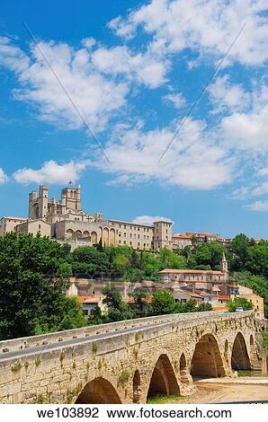 River Orb, Old Bridge? Pont Vieux? and St-Nazaire cathedral XIVth century B? ziers Languedoc-Roussillon France View Large Photo Image Stock Image - River Orb, Old Bridge? Pont Vieux? and St-Nazaire cathedral XIVth century B? ziers Languedoc-Roussillon France. Fotosearch