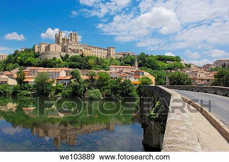 River Orb, Old Bridge? Pont Vieux? and St-Nazaire cathedral XIVth century B? ziers Languedoc-Roussillon France View Large Photo Image Stock Photo - River Orb, Old Bridge? Pont Vieux? and St-Nazaire cathedral XIVth century B? ziers Languedoc-Roussillon France. Fotosearch