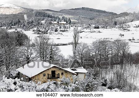 Snow covered landscape in winter Zuia, Alava, Basque Country, Spain, Europe View Large Photo Image Stock Photo - Snow covered landscape in winter Zuia, Alava, Basque Country, Spain, Europe. Fotosearch