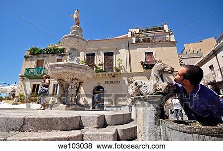 Taormina, baroc fountain View Large Photo Image Stock Photo - Taormina, baroc fountain. Fotosearch