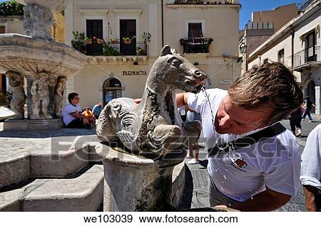 Taormina, baroc fountain View Large Photo Image Stock Photo - Taormina, baroc fountain. Fotosearch