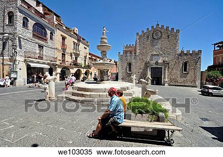 Stock Photography - Taormina, Cathedral square. Fotosearch