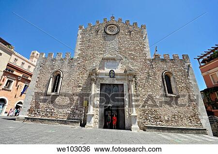 Taormina, Cathedral View Large Photo Image Stock Photograph - Taormina, Cathedral. Fotosearch