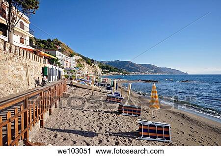 TAORMINA SPISONE BEACH View Large Photo Image Stock Image - TAORMINA SPISONE BEACH. Fotosearch