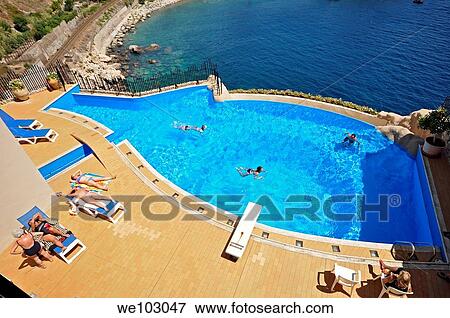 Taormina, swimming pool View Large Photo Image Stock Photo - Taormina, swimming pool. Fotosearch