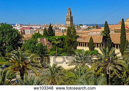 The Alcazar of Catholic Kings and minaret tower of the Great Mosque Cordoba Andalusia, Spain View Large Photo Image Stock Photo - The Alcazar of Catholic Kings and minaret tower of the Great Mosque Cordoba Andalusia, Spain. Fotosearch