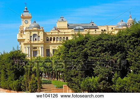 Town Hall, Malaga, Costa del Sol, Andalusia, Spain View Large Photo Image Stock Photograph - Town Hall, Malaga, Costa del Sol, Andalusia, Spain. Fotosearch