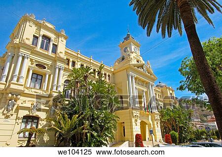 Town Hall, Malaga, Costa del Sol, Andalusia, Spain View Large Photo Image Stock Photography - Town Hall, Malaga, Costa del Sol, Andalusia, Spain. Fotosearch