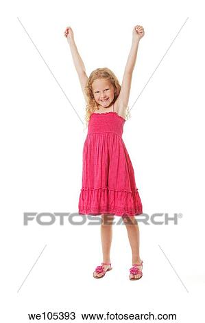 A beautiful excited Caucasian girl on a white background View Large Photo Image Stock Image - A beautiful excited Caucasian girl on a white background. Fotosearch
