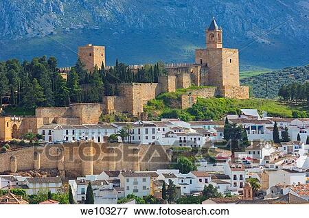 Stock Photo - Alcazaba fortress (12th-16th century), Antequera, Malaga province, Andalusia, Spain. Fotosearch
