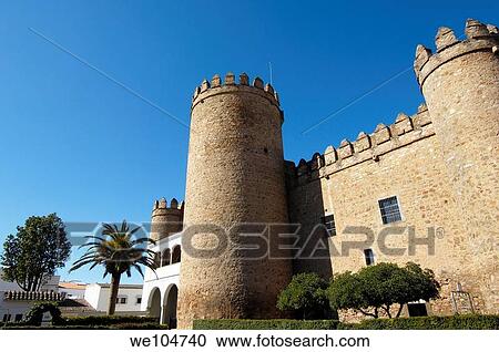 Stock Image - Alcazar 15th-16th centuries, now a state-run hotel, Zafra, Badajoz province, Extremadura, Spain. Fotosearch