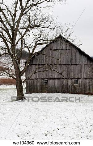 An Old Barn In The Winter Stock Image We104960 Fotosearch