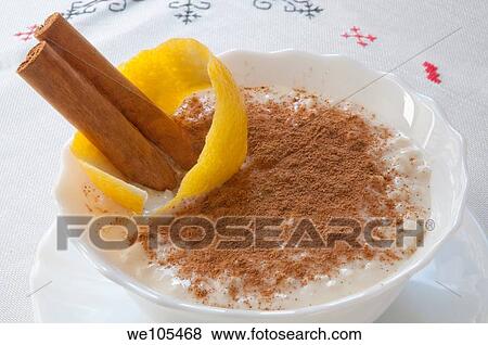 Arroz con leche serving. Close view. View Large Photo Image Stock Photo - Arroz con leche serving. Close view.. Fotosearch