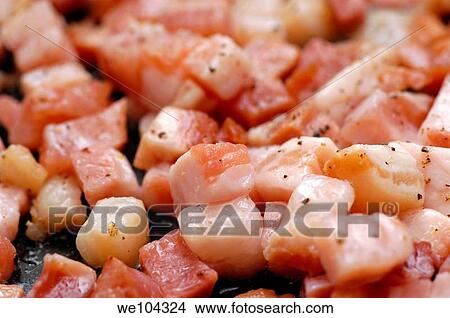 Bacon pieces on a pan View Large Photo Image Picture - Bacon pieces on a pan. Fotosearch