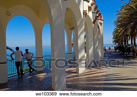 Stock Photo - Balcon de Europa (Balcony of Europe), Nerja, Costa del Sol, Malaga province, Andalusia, Spain. Fotosearch