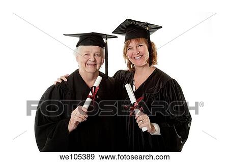 Beauitiful Caucasian mother and daughter in black graduation gown View Large Photo Image Stock Photo - Beauitiful Caucasian mother and daughter in black graduation gown. Fotosearch