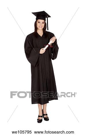 Beautiful Caucasian woman posing in a black graduation gown View Large Photo Image Stock Photography - Beautiful Caucasian woman posing in a black graduation gown. Fotosearch
