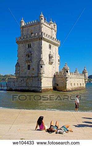 Belem Tower (Torre de Belém) built by Francisco de Arruda, Lisbon, Portugal View Large Photo Image Stock Image - Belem Tower (Torre de Belém) built by Francisco de Arruda, Lisbon, Portugal. Fotosearch