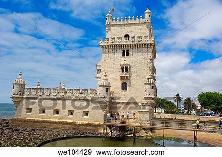 Belem Tower (Torre de Belém) built by Francisco de Arruda, Lisbon, Portugal View Large Photo Image Stock Photo - Belem Tower (Torre de Belém) built by Francisco de Arruda, Lisbon, Portugal. Fotosearch