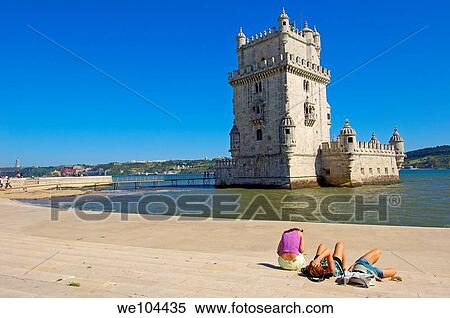 Belem Tower (Torre de Belém) built by Francisco de Arruda, Lisbon, Portugal View Large Photo Image Stock Photography - Belem Tower (Torre de Belém) built by Francisco de Arruda, Lisbon, Portugal. Fotosearch