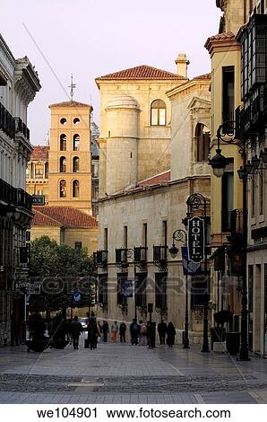 Calle Ancha street, Leon, Castilla-Leon, Spain View Large Photo Image Stock Image - Calle Ancha street, Leon, Castilla-Leon, Spain. Fotosearch