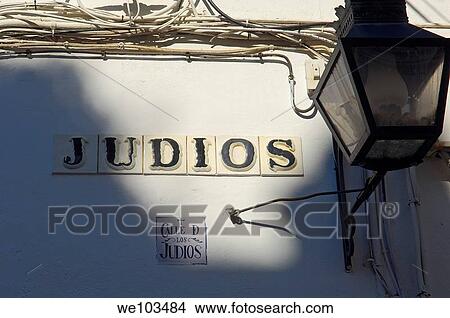 Calle de los Judios street sign in the Jewish quarter, Cordoba, Andalusia, Spain View Large Photo Image Picture - Calle de los Judios street sign in the Jewish quarter, Cordoba, Andalusia, Spain. Fotosearch