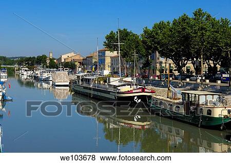 Canal du Rhone at Sete, Beaucaire, Gard, Languedoc-Roussillon, France View Large Photo Image Stock Photo - Canal du Rhone at Sete, Beaucaire, Gard, Languedoc-Roussillon, France. Fotosearch