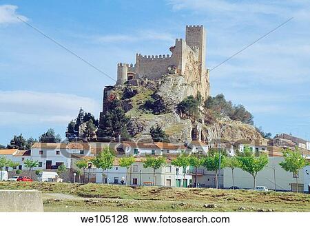 Castle and village. Almansa, Albacete province, Castilla La Mancha, Spain. View Large Photo Image Stock Photo - Castle and village. Almansa, Albacete province, Castilla La Mancha, Spain.. Fotosearch