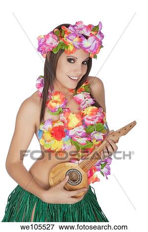 Caucasian woman pretending to be a Hula Dancer View Large Photo Image Stock Photo - Caucasian woman pretending to be a Hula Dancer. Fotosearch