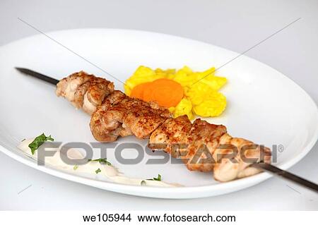 Char grilled Chicken Shish Kebab Skewer View Large Photo Image Picture - Char grilled Chicken Shish Kebab Skewer. Fotosearch