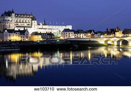 Chateau d´Amboise castle at dusk, Amboise, Indre-et-Loire, Loire Valley, France View Large Photo Image Stock Image - Chateau d´Amboise castle at dusk, Amboise, Indre-et-Loire, Loire Valley, France. Fotosearch