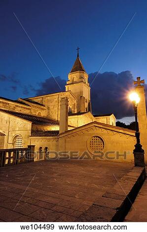 Church of San Pedro at night, Gijon, Asturias, Spain View Large Photo Image Stock Photo - Church of San Pedro at night, Gijon, Asturias, Spain. Fotosearch